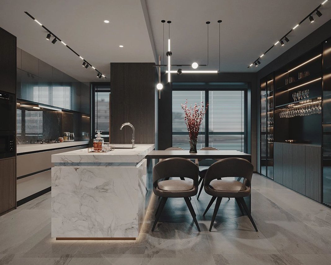 modern kitchen rendering